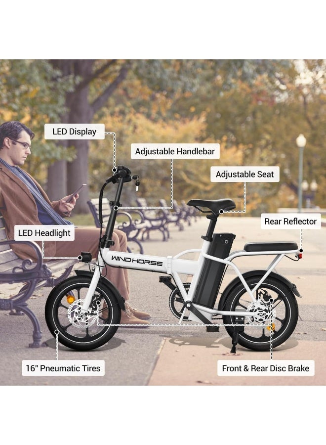 ويندهورس دراجة كهربائية قابلة للطي بمحرك سريع 350 واط، بطارية 36 فولت 8 أمبير، سرعة قصوى 25-30 كم/ساعة، مدى 35 كم، هيكل من سبائك الكربون مع مقعدين، خوذة وسترة أمان - Image 4